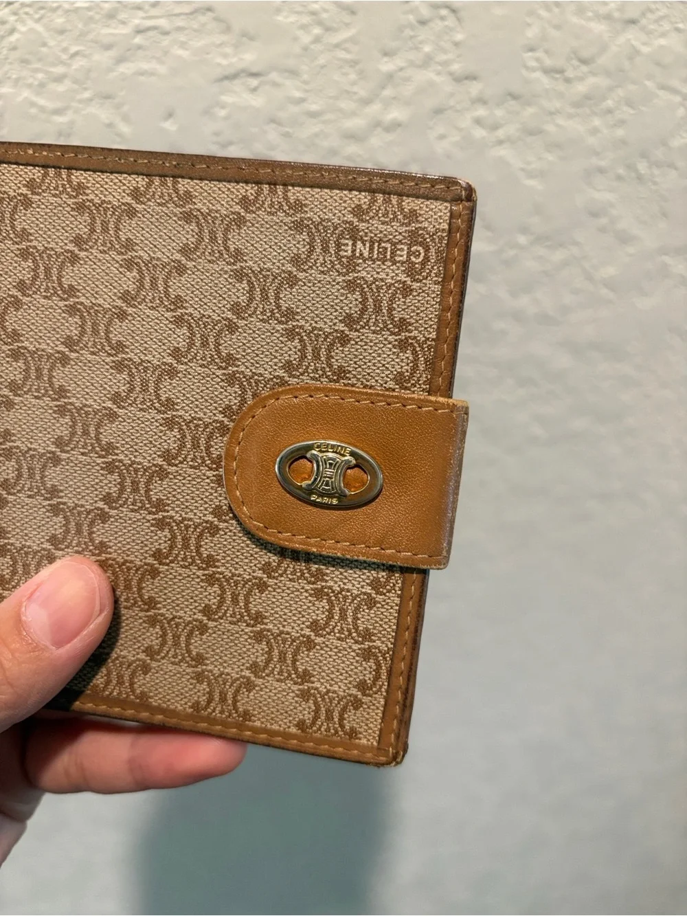 Celine Macadam Monogram Leather-Trim Wallet